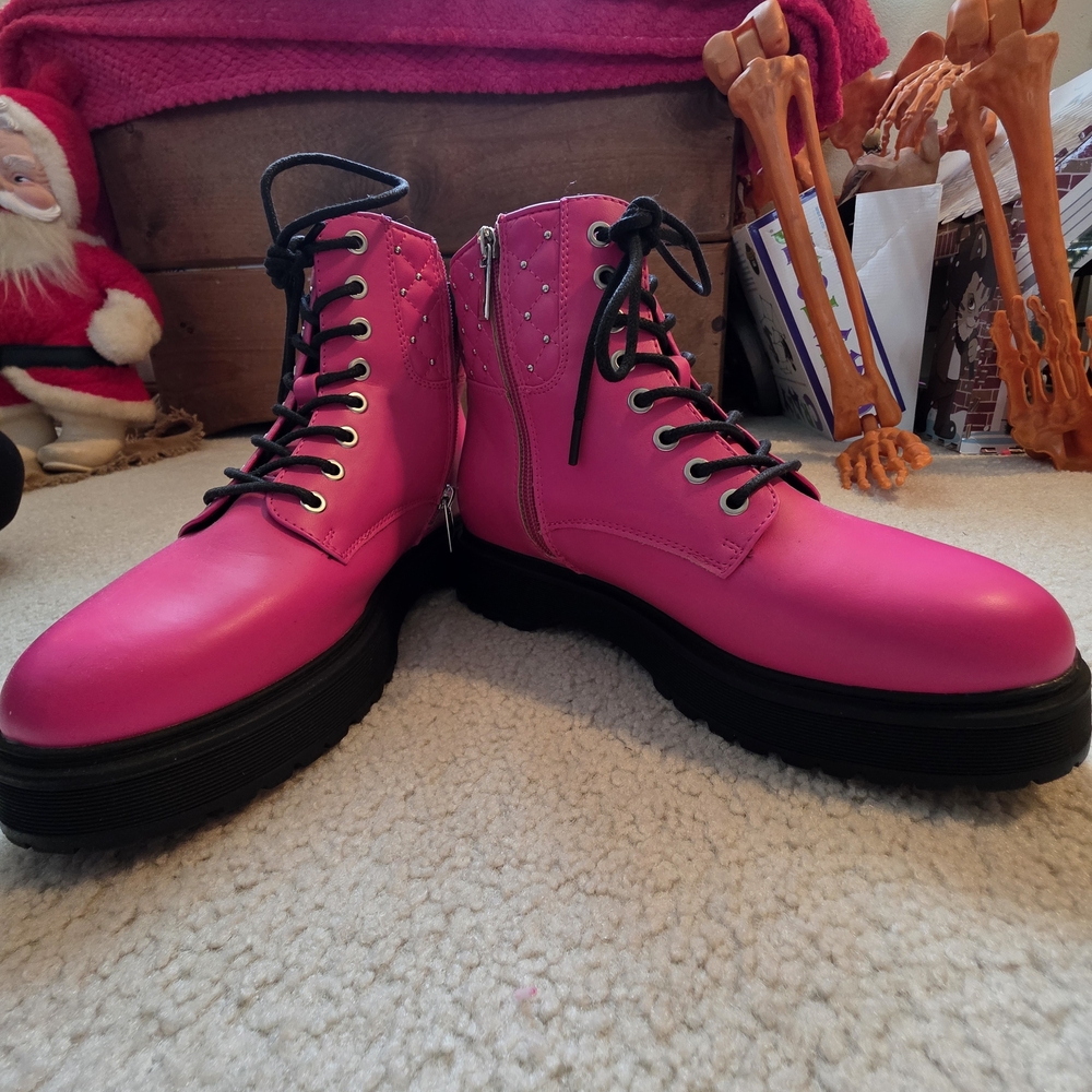 Sonoma Pink Embellished Combat Boots